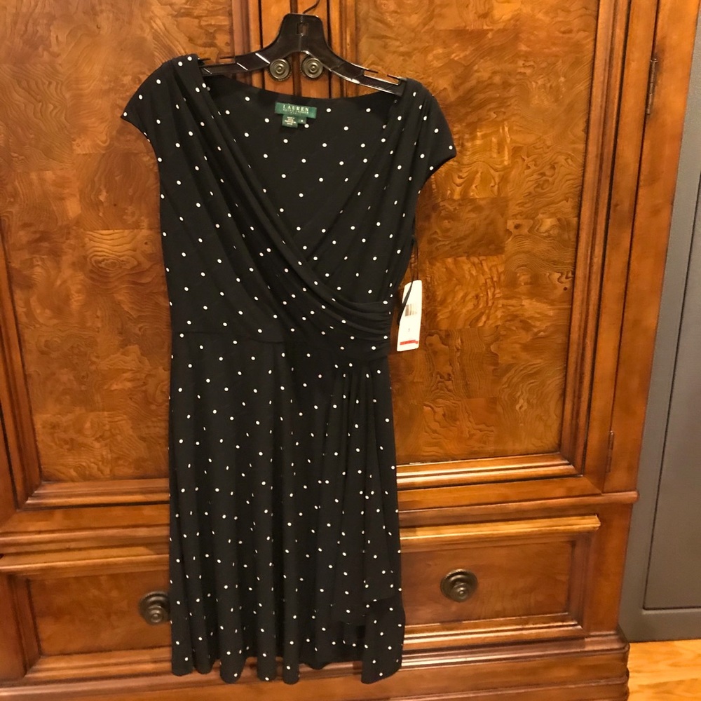 Ralph Lauren Black Colonial Polka Dot Dress
